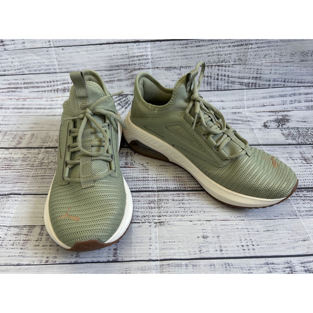 Puma X Cell Ayro‎ Clean Sneakers Women Size 11 Olive Green Knit Athletic Shoes